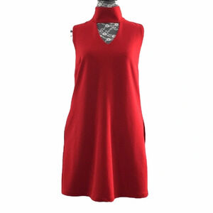 Silvian Heach Red Keyhole Turtleneck Mini‎ Dress Womens Small Sleeveless